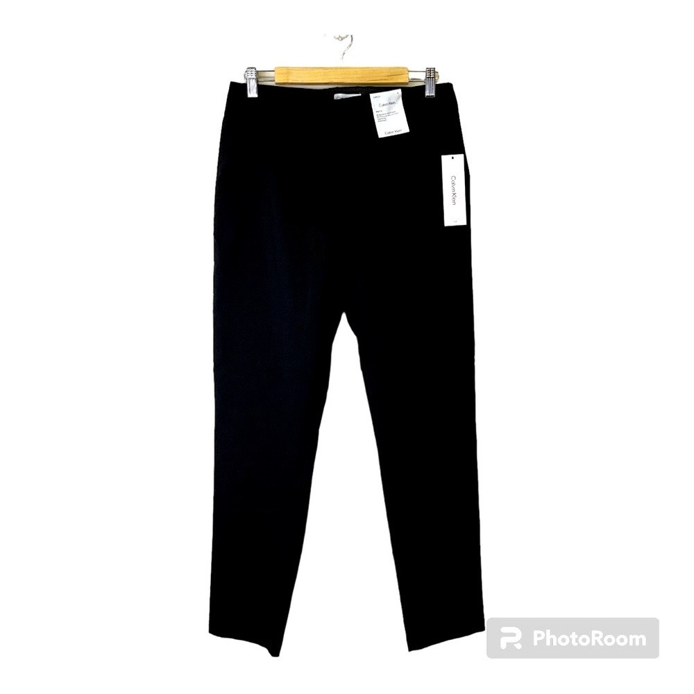 Calvin Klein Womens Black Stretch Tapered Ankle Dress Pants‎ Size 12 NWT Work